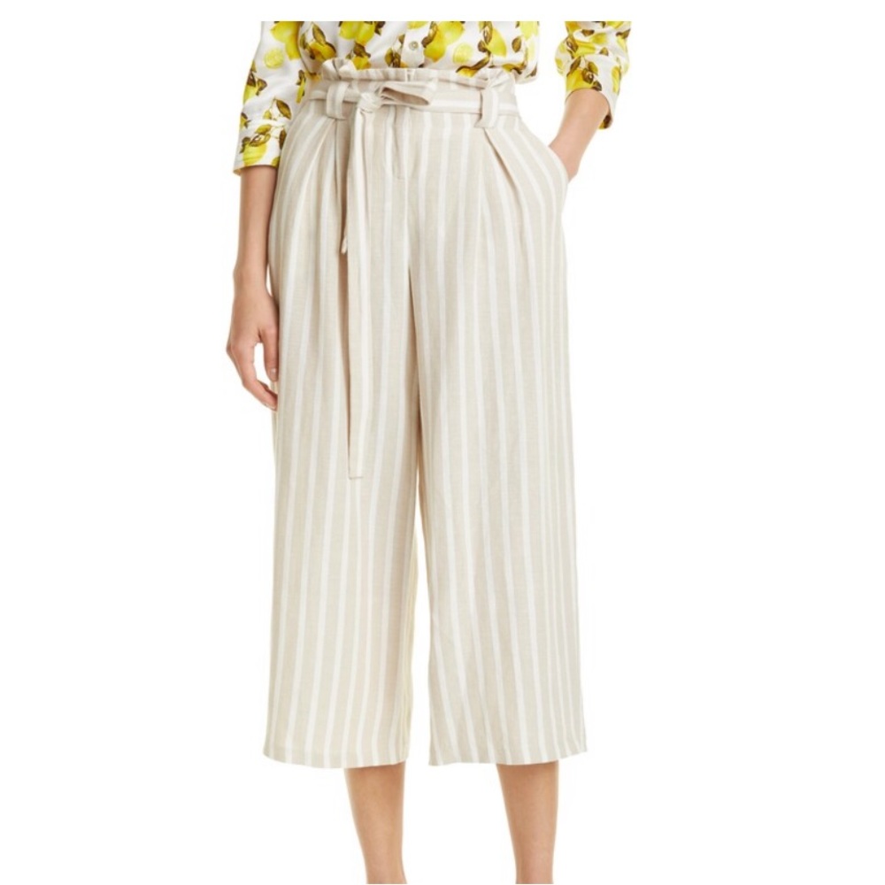 L’Agence Samira Linen Blend Wide Leg Cropped Pants Size 6